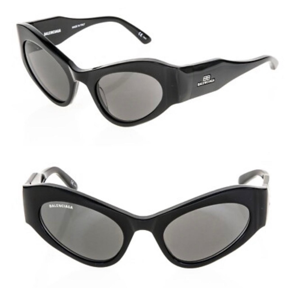Balenciaga BB0177S 001 Black Extreme Abstract Cat Eye Sunglasses from Demna Era